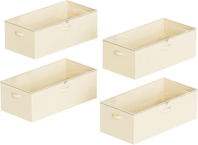 SpaceAid 4 Pack 10" High Under Bed Storage Containers, Large Underbed Storage Organizer Bins with Lids for Bedroom, Dorm, Clo