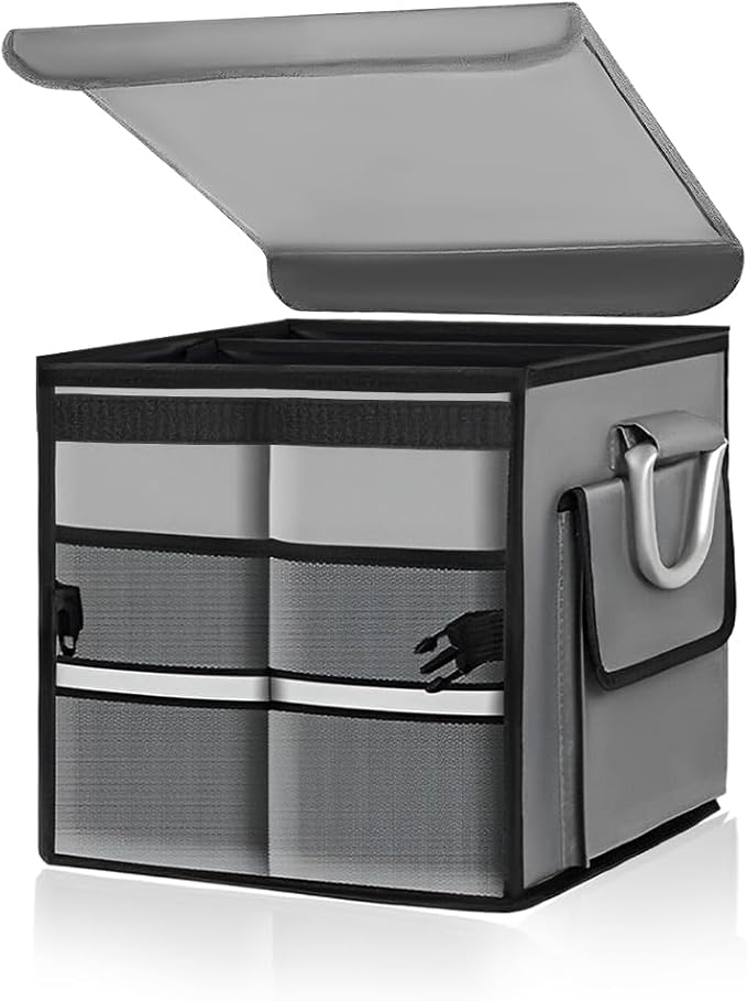 Trunk Organizer with Lid, 28L Collapsible Cargo Organizer with Aluminum Handles & Reflective Strip, Multi-Purpose Waterproof