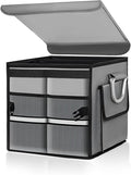 Trunk Organizer with Lid, 28L Collapsible Cargo Organizer with Aluminum Handles & Reflective Strip, Multi-Purpose Waterproof