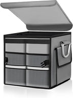 Trunk Organizer with Lid, 28L Collapsible Cargo Organizer with Aluminum Handles & Reflective Strip, Multi-Purpose Waterproof