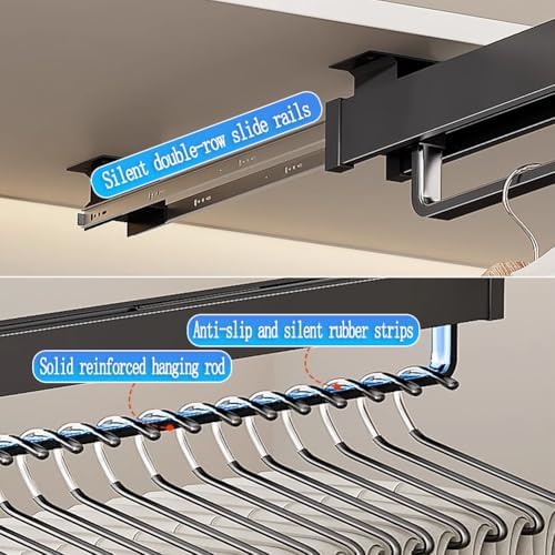 Adjustable Clothes Rail - Extendable Hanger Rack for Trousers & Garments - Space-Saving Wardrobe Organizer - 56Cm Clothes Sto