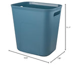 UUJOLY Plastic Small Trash Can Wastebasket, Garbage Container Basket for Bathrooms, Laundry Room, Kitchens, Offices, Kids Rooms, Dorms, 3.5 Gallon, Blue Green