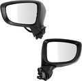 TRQ Driver and Passenger Side Power Heated Mirror Set Smooth Black Paint to Match Compatible with 2017-2018 Mazda 3 MA1320230