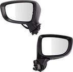TRQ Driver and Passenger Side Power Heated Mirror Set Smooth Black Paint to Match Compatible with 2017-2018 Mazda 3 MA1320230
