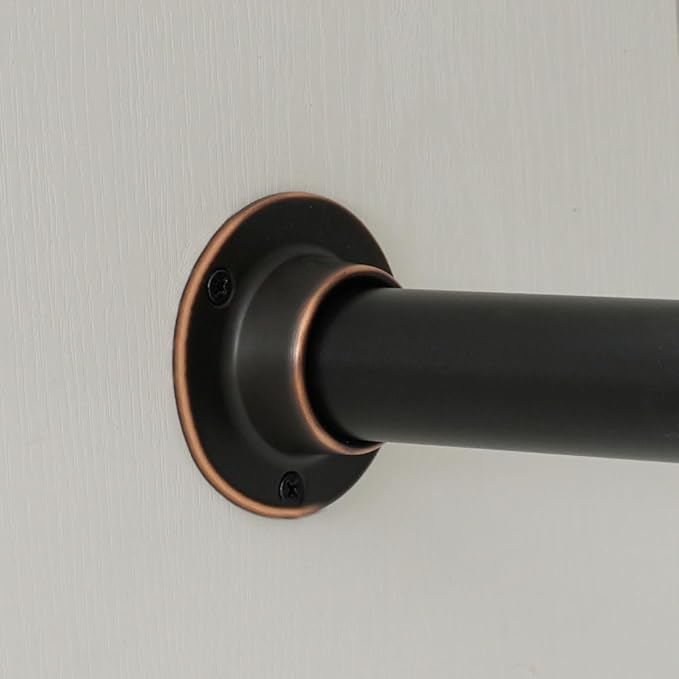 1 Pair Heavy Duty Oil Rubbed Bronze Zinc Closet Pole Sockets Rod End Support Flange Rod Holder Set Wall Mount Pipe Bracket wi