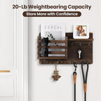Nekon Mail Holder for Wall Mail Organizer with Key Hooks Hallway Farmhouse Decor Storage Racks with Floating Shelf and Flush 