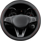 RYE for Jeep Steering Wheel Cover, Leather Car Steering Wheel Cover Heavy-Duty Durable Breathable, for Jeep Grand Cherokee Wrangler Compass Gladiator - Black Pattern 3