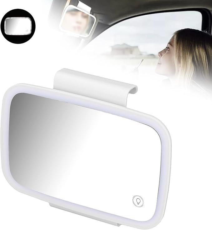LED Sun Visor Mirror,Car Sun Visor Vanity Mirror,Built in Surround LED Lights with Touch Screen, with Retractable Back Clip for Universal Sun Visor