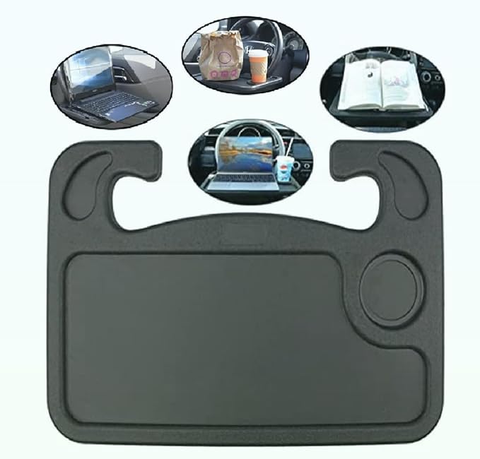 Car Steering Wheel Desk for Laptop,Multipurpose Travel Car Accessories, Car Seat Stand Trays for Eating, Multipurpose Travel Car Accessories (Black)