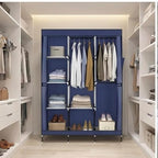 71" Portable Closet Wardrobe, Fabric Storage Organizer with Dustproof Cover, Shelves & Hanging Rod, Foldable Closet Wardrobe 