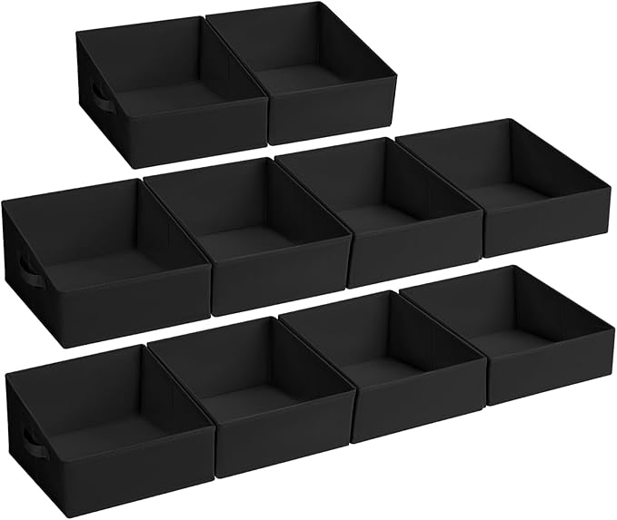 DIMJ Closet Storage Bins 10 Pack - Fabric Storage Baskets for Shelves, Collapsible Clothes Organizer with Handles, Trapezoid 