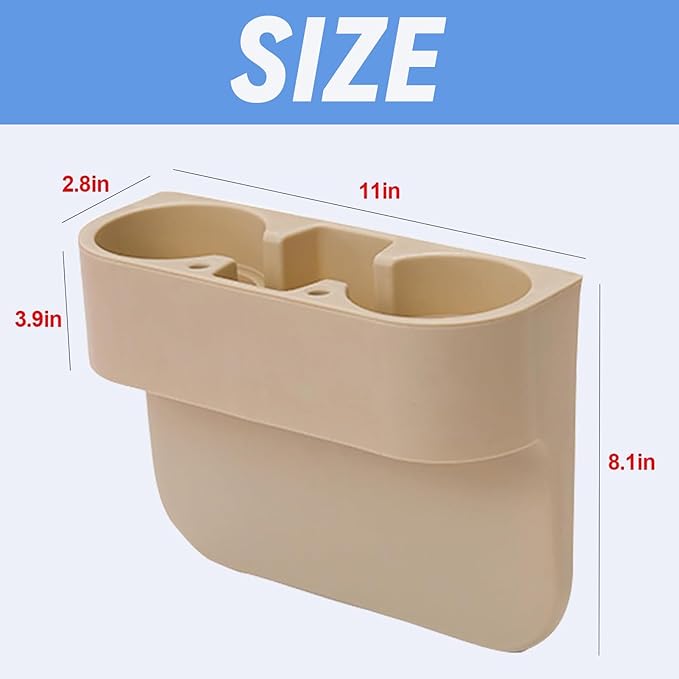 Car Cup Holder Cup Holder for Car Seat Cup Holder for Car Multifunctional Portable Console Side Pocket Car Seat Gap Filler Organizer Vehicle Seat Cup Cell Phone Drink Holder Storage Box (Beige)