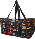 NGIL Extra Large Utility Tote Reusable Grocery Bag Oversized Collapsible for Groceries, Storage, Picnic, Beach (Teacher Appreciation-Black)