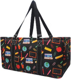 NGIL Extra Large Utility Tote Reusable Grocery Bag Oversized Collapsible for Groceries, Storage, Picnic, Beach (Teacher Appreciation-Black)