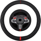 Suede Steering Wheel Cover,Compatible with BMW 530 E90 X3 Suede Leather Sport Non-Slip Wheel Cover Car Interior Accessories 15 inch for Man and Women