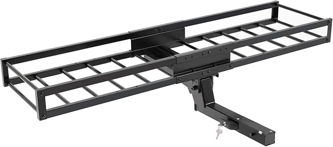 TOOENJOY 59" x 15.5" x 5" Skinny Roof Cargo Carrier Basket, Foldable and Tilting Design, 200 LBS Capacity, Fits 2" Hitch Receiver for SUV Pickup Truck