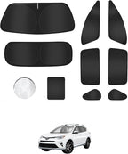8PCS Window Shades for Toyota RAV4(2013-2018) Accessories – Full Coverage Sun Shade for Side Windows, Rear Triangular & Windshield – UV Protection & Privacy for Camping, Napping, Relaxing