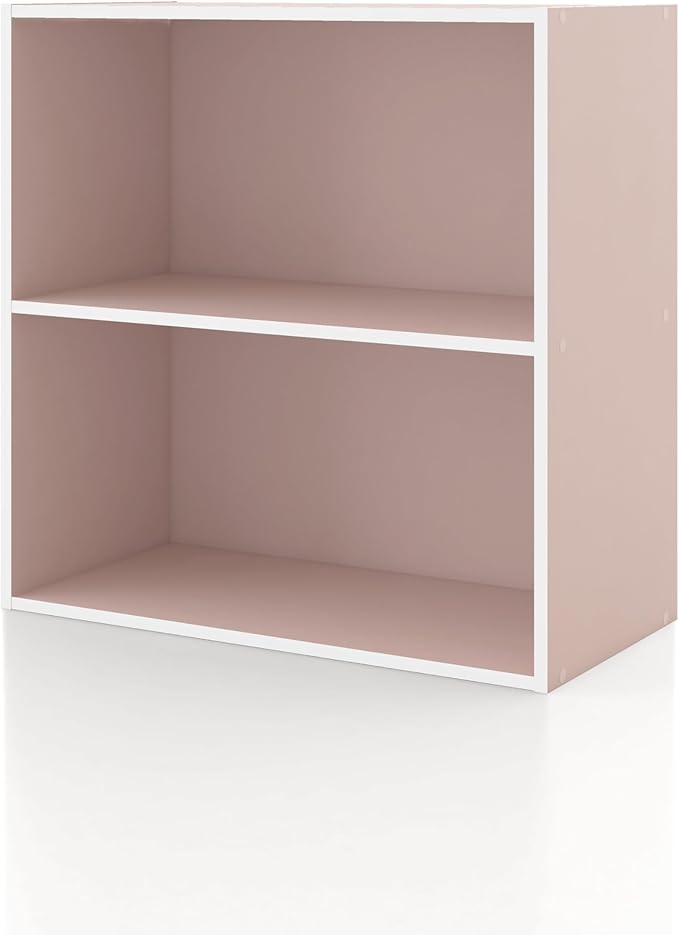 Homes: Inside + Out Apexa 2-Tier Cube Storage Organizer Shelves, Stackable Wood Bookcase Fits Cubby Bins for Organization, Do