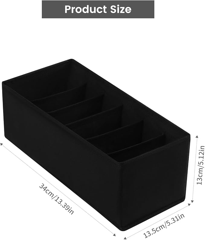 3 Pack Fabric Belt Organizer with 6 Grids per Organizer, Foldable Drawer Organizers for Closet and Drawer, Belt and Tie Holde