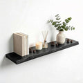 Solid Elm Wood Live Edge Floating Shelves, 48 Inch Black Rustic Wall Shelves with Hidden Heavy-Duty Brackets, Wall Mounted St