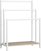 HOOBRO Free Standing Towel Rack, 3 Tier Blanket Rack, Blanket Holder for Bathroom, 23.6" L x 11" W x 31.9" H, Industrial Meta