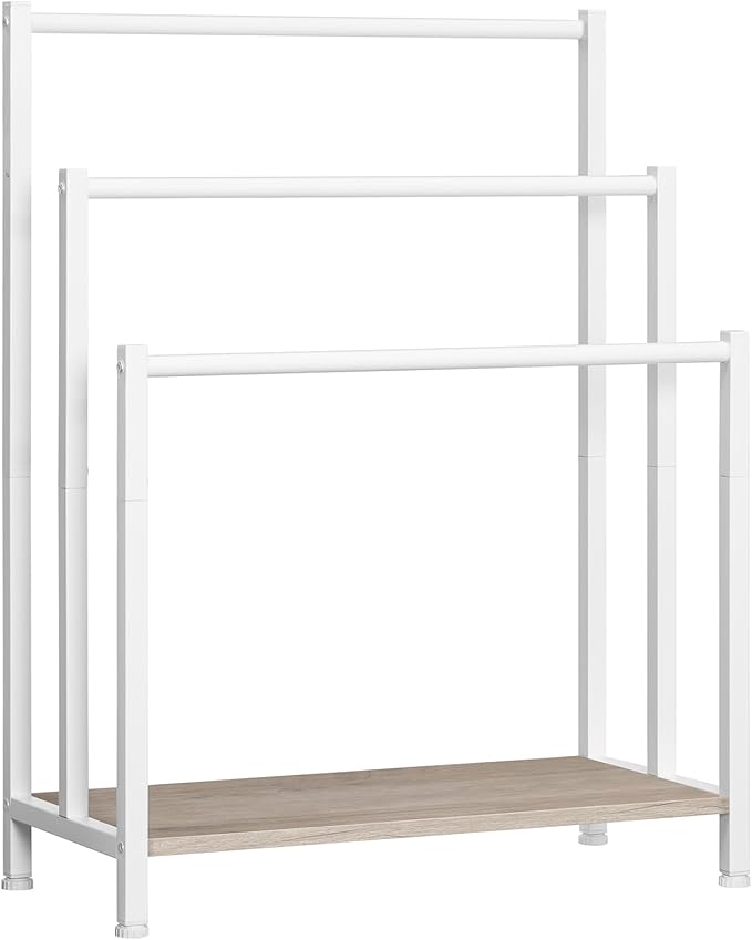HOOBRO Free Standing Towel Rack, 3 Tier Blanket Rack, Blanket Holder for Bathroom, 23.6" L x 11" W x 31.9" H, Industrial Meta