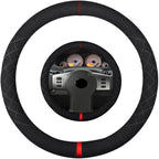 Suede Steering Wheel Cover,Compatible with Nissan Xterra Sentra Frontier Altima Rogue 350Z Murano Juke Alcantara Sport Non-Slip Wheel Cover Car Interior Accessories 15 inch For Man and Women