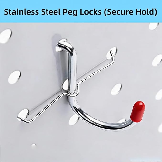 204 peg Board Hooks for Hanging - pegboard Accessories and Hangers for 1/6 & 1/8 inch peg Board Organizer Accessories - Ideal