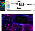 Ambient Lighting Car Led Lights Interior Kit with Wireless APP,43.3 inches Dream Color Acrylic Led Strips Lights for Car, 12V Fiber Optic Music Sync Neon Center Console Dashboard Interior Lights