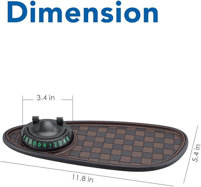 Multifunction Car Anti Slip Mat, Rotatable Auto Phone Holder, Anti Skid Car Dashboard Pad with Temporary Parking Number, Larg