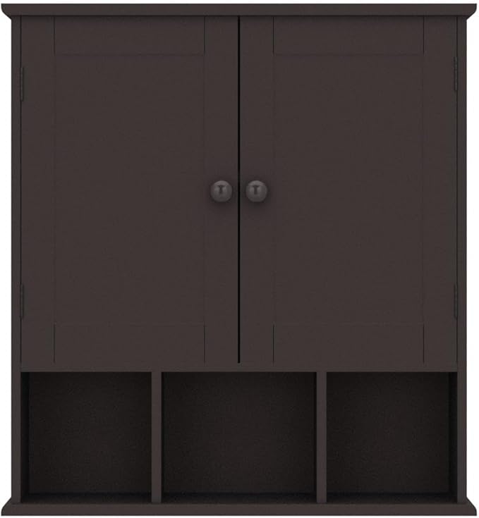 TaoHFE Brown Medicine Cabinets,Bathroom Wall Cabinet with 2 Door Adjustable Shelves,Over The Toilet Storage Cabinet,Espresso 