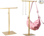 Purse Display Stand Jewelry Towers 2 Packs Stainless Steel Bag Stand Tabletop Adjustable Height Double Hook Hanging Jewelry S