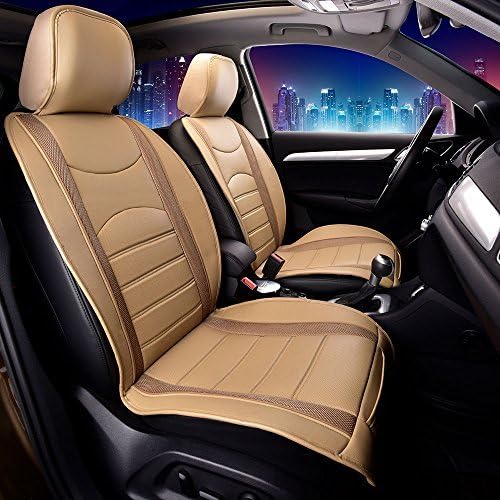 FH Group Front Set Faux Leather Car Seat Cushions for Low Back Seat, Universal Fit, Airbag Compatible Seat Cover for SUV, Sed