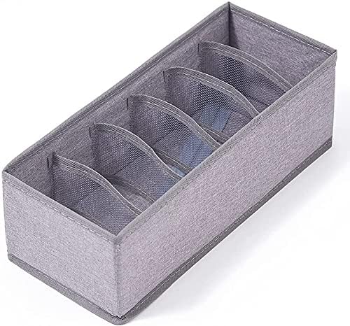 Qozary 6 Pack Sock Underwear Drawer Organizer Dividers, Collapsible Cabinet Closet Storage Boxes for Clothes, Socks, Lingerie