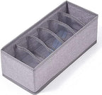 Qozary 6 Pack Sock Underwear Drawer Organizer Dividers, Collapsible Cabinet Closet Storage Boxes for Clothes, Socks, Lingerie