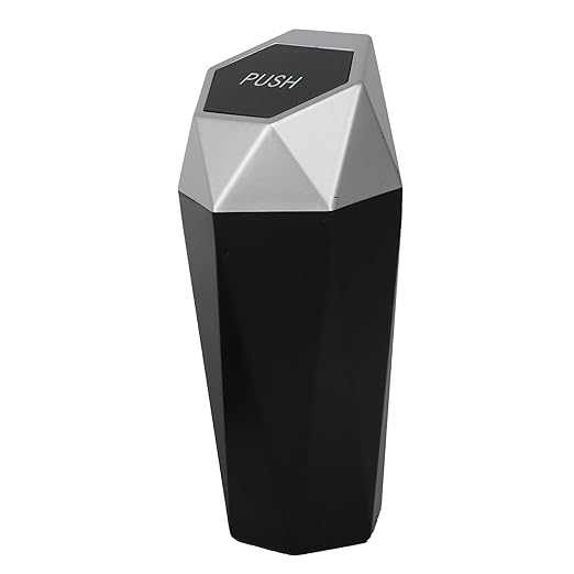 Car Trash Can Bin,Small Garbage Can with Lid,Automotive Cup Holder Mini Cars Trashcan,Portable Cars Door Trash Cans,Car Essentials Gadgets Dustbin (1Pcs, Silver)