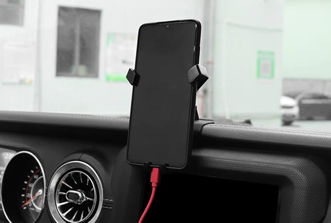 iJDMTOY Dashboard Direct Clip-On Mount Phone Gravity Holder Compatible with Jeep 2018-up Wrangler JL, 2020-up Gladiator JT (Won't Occupy Air Vent Opening)