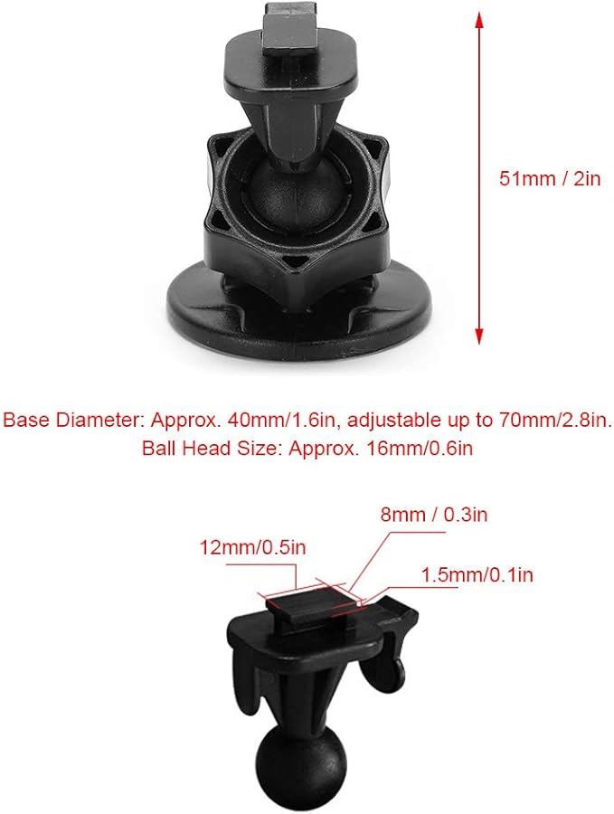 ASHATA Auto Recorder Stand Dash Camera Bracket, Dash Camera Sucker Car Recorder Holder Dashboard Suction Cup Dash Cam Mount, for Navigator Rearview Mirror (2pcs)