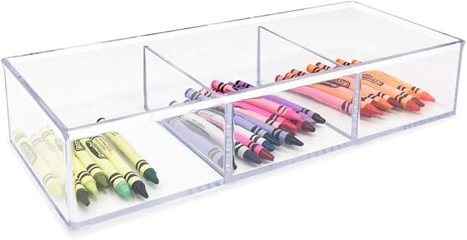 Isaac Jacobs Large 3-Compartment Acrylic Stackable Organizer (12.9" L x 5" W x 2.7" H), Multi-Sectional Tray & Storage Soluti