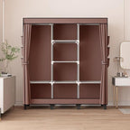 Portable Wardrobe, Easy Hanging Closet 6 Side Pockets Large Capacity Clothes Organizer Comes with 2 Hanging Poles and Storage