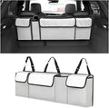 Car Trunk Organizer with Lid, Large Waterproof Vehicle Backseat Hanging Storage Bag with 4 Pockets & Adjustable Straps, Colla