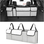 Car Trunk Organizer with Lid, Large Waterproof Vehicle Backseat Hanging Storage Bag with 4 Pockets & Adjustable Straps, Colla