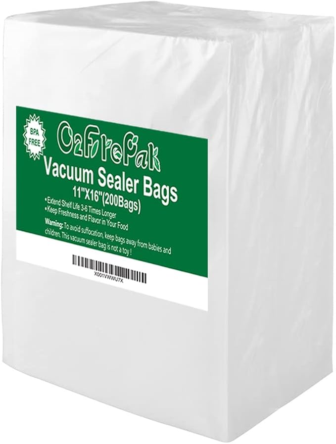 O2frepak 200 Gallon Size11" x 16" Vacuum Sealer Bags with BPA Free and Heavy Duty, Vacuum Seal Food Sealer Bags,Great for Foo