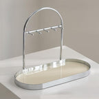 Shinpuru Metal Jewelry Organizer Stand & Key Holder Tray with Acrylic Base, Key Stand and Jewelry Tray with 5 Hooks, Perfect 