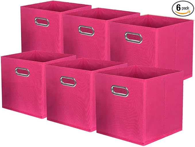 ShellKingdom Storage Bins, Foldable Fabric Storage Cubes And Cloth Storage Organizer Drawer with Metal Handle For Closet And 