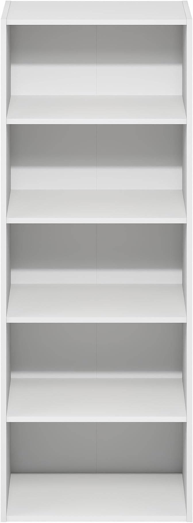 Furinno Basic Book Shelf, 5-Tier Bookshelf, Storage Organizer Bookcase with Open Shelf, 11 x 17 x 44, for Living Room, Bedroo