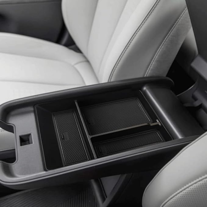 BestEvMod for Ioniq5 Armrest Storage Box Center Console Organizer Tray Interior Accessories with Rubber Black Trim Compatible with Hyundai Ioniq 5 2022-2026 Accessories(V2)
