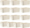 Zopeal Plastic Storage Bins 10 Pcs White Pantry Organizer Bins Small Baskets Storage Containers for Home Kitchen (14 x 10.5 x