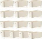 Zopeal Plastic Storage Bins 10 Pcs White Pantry Organizer Bins Small Baskets Storage Containers for Home Kitchen (14 x 10.5 x