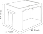 FHSQX 2 Pack Clothes Storage Bins Stackable Metal Frame Storage Box Large Capacity Foldable Linen Fabric Box Organizer with C